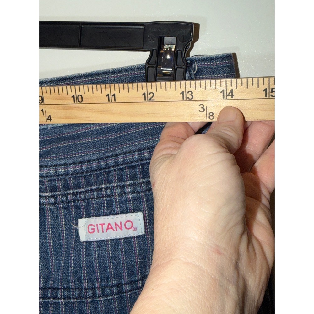Gitano Womens Jeans Pinstripe Blue High Waisted Straight Leg Denim Size‎ 11 12 - Picture 4 of 7